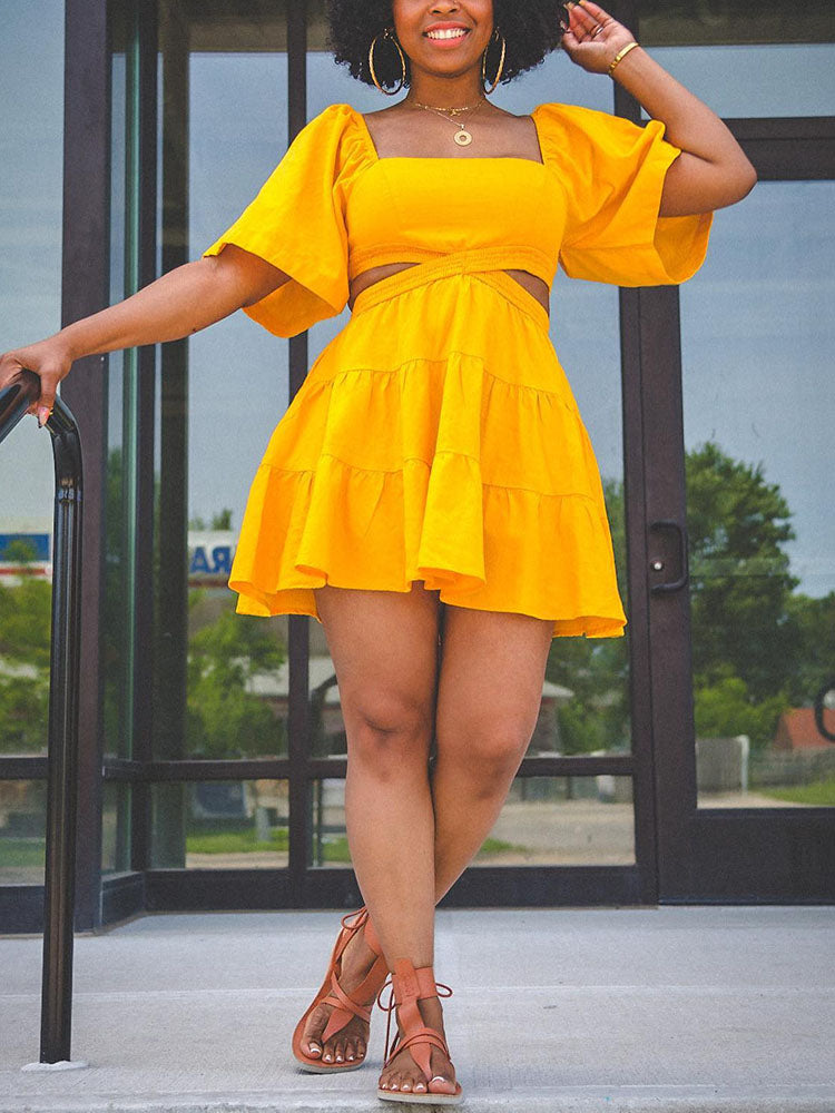 Hollowed Out Square Neck Dress Main image