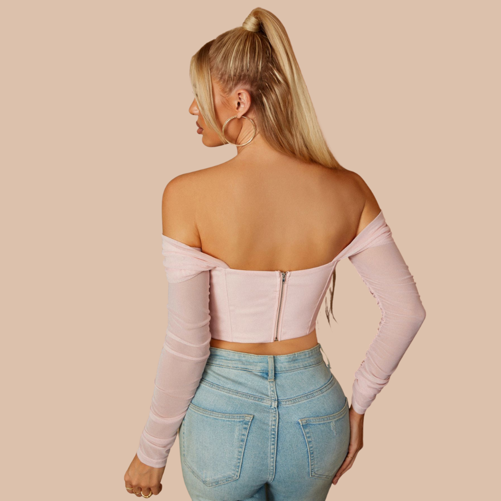 Colla Mesh Off Shoulder Long Sleeve Corset Top Secondary image