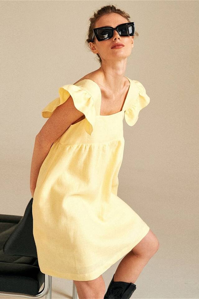 Square Collar Butterfly Sleeve Mini Dress Main image