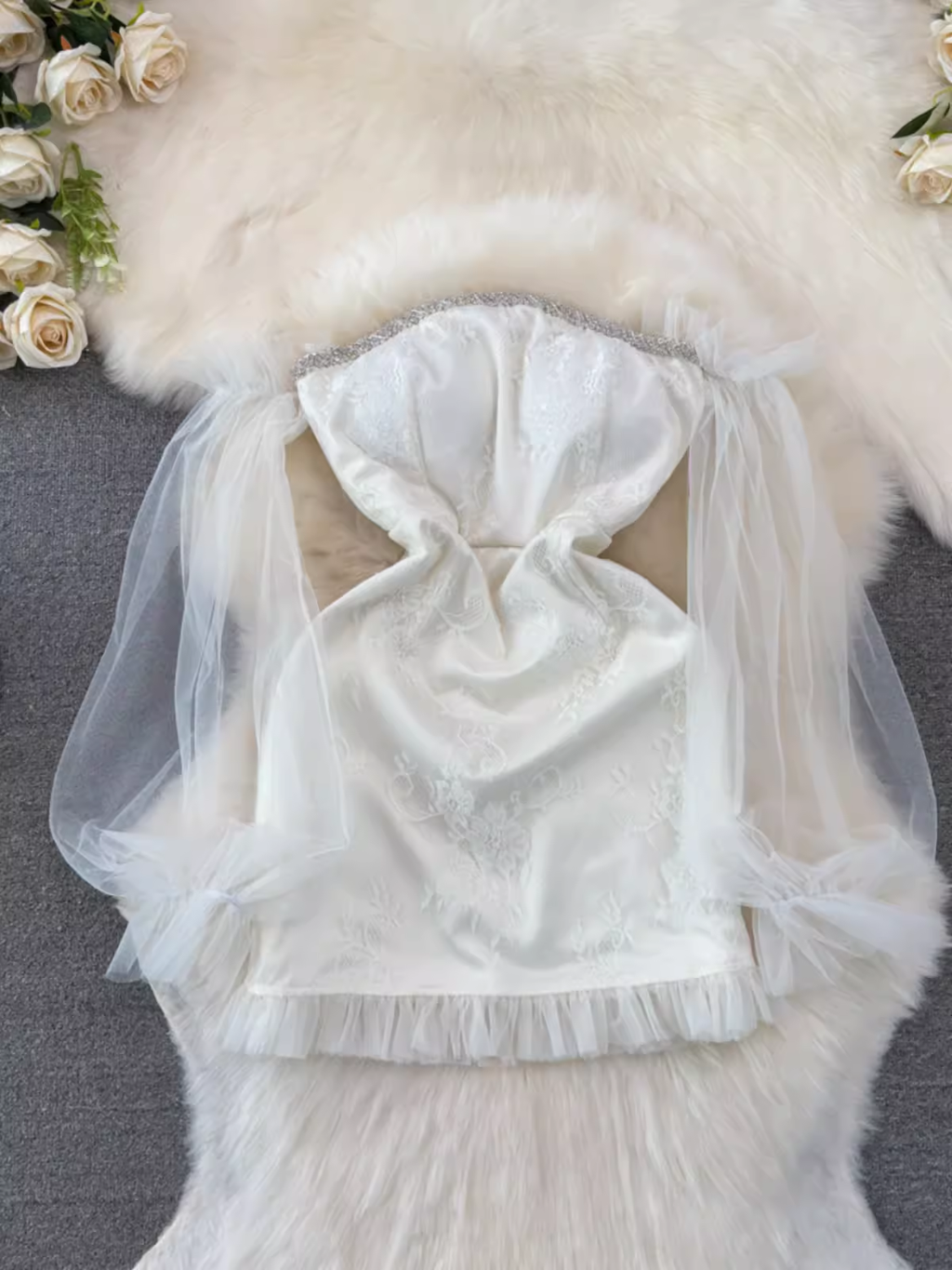 Mesh patchwork lace dress