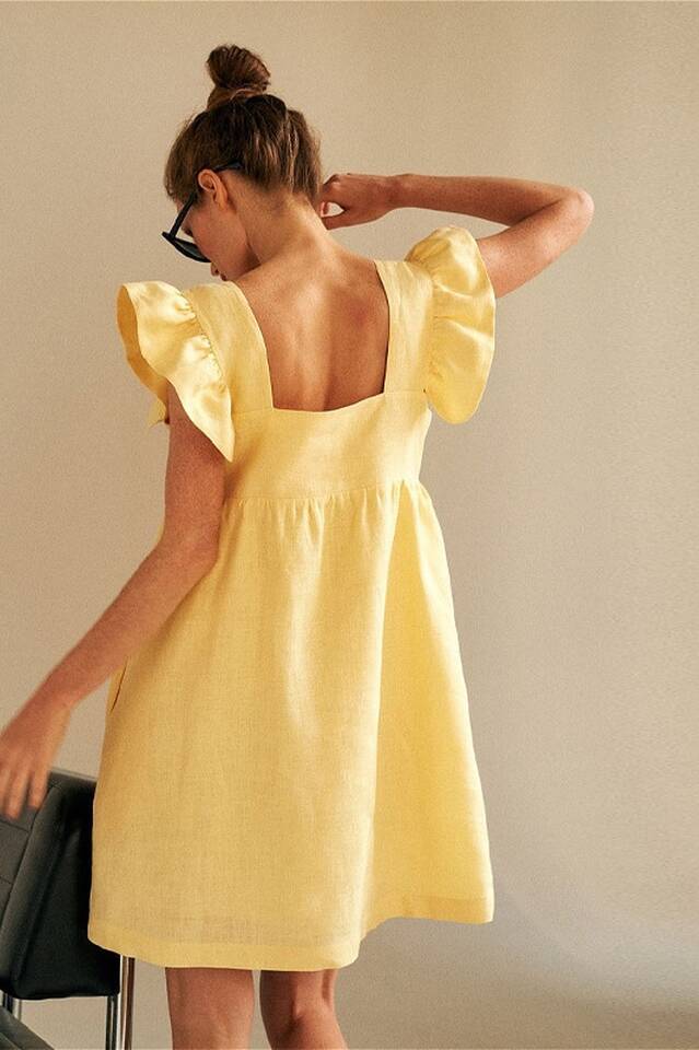 Square Collar Butterfly Sleeve Mini Dress Secondary image