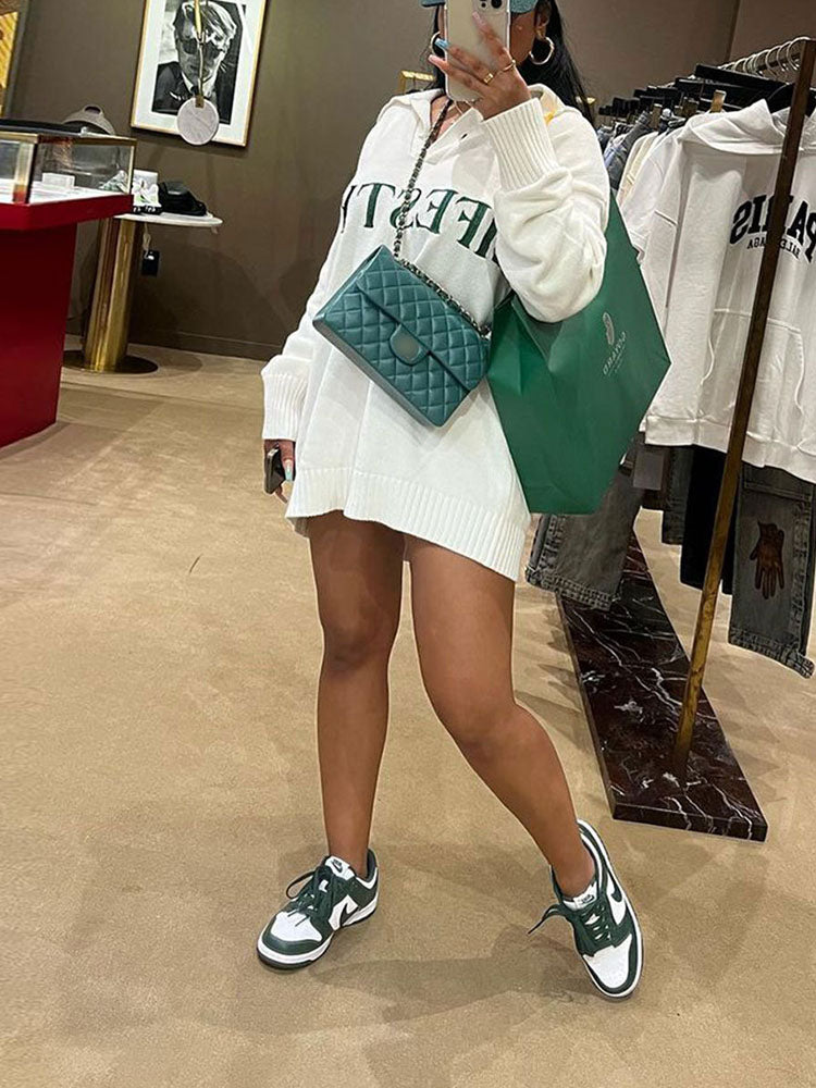 Letter Solid Color Sweater Dress Secondary image