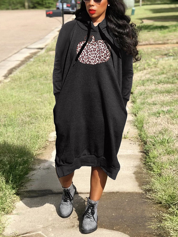 Hooded Pumpkin Midi Dress Main image