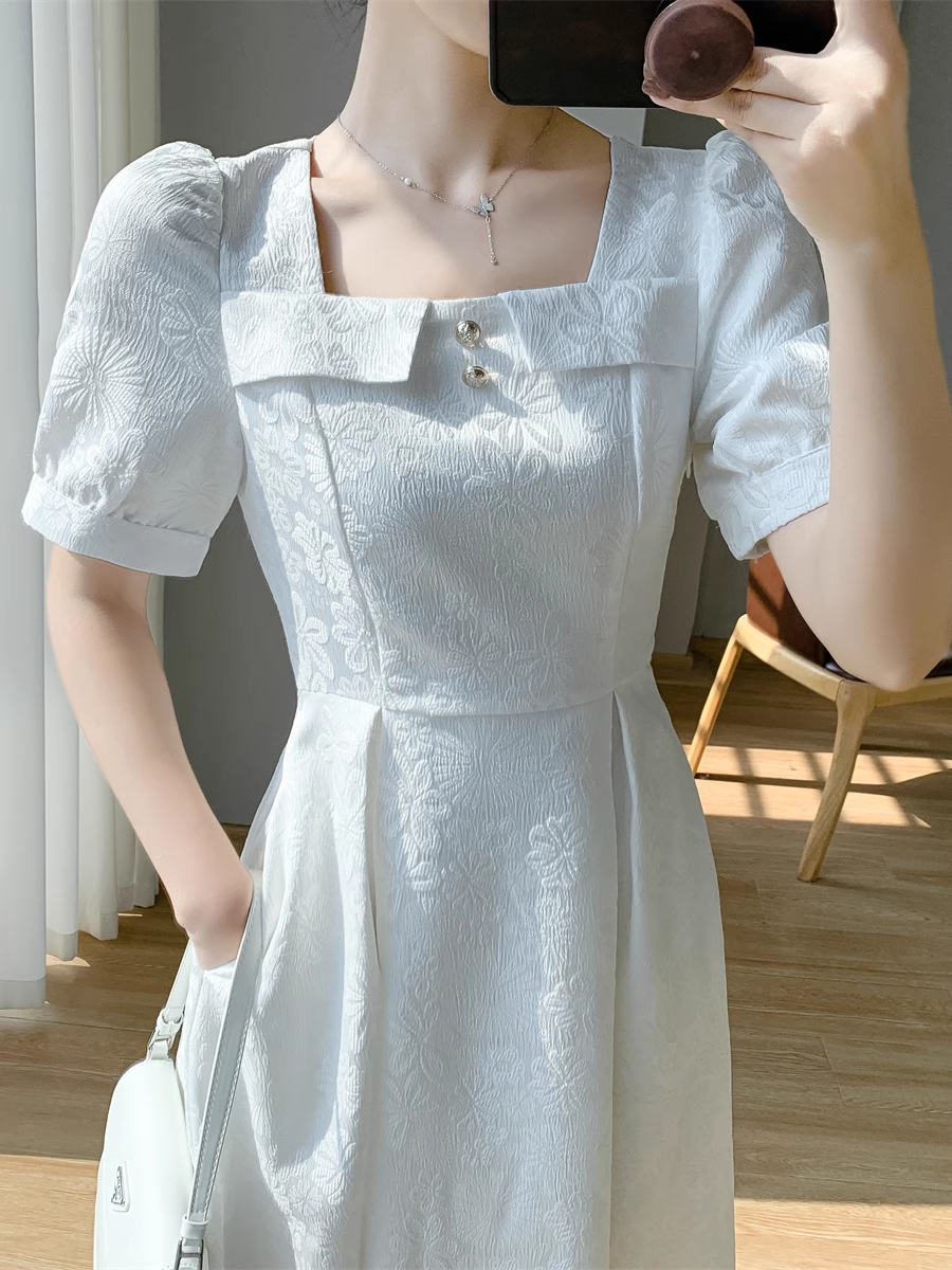 Summer White French A-line Party Dress Secondary image