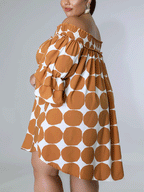 Off Shoulder Dot  Midi Dress