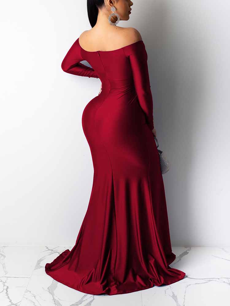 Off Shoulder High Split Formal Dress Secondary image