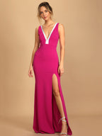 Rhinestone Slit Maxi Dress