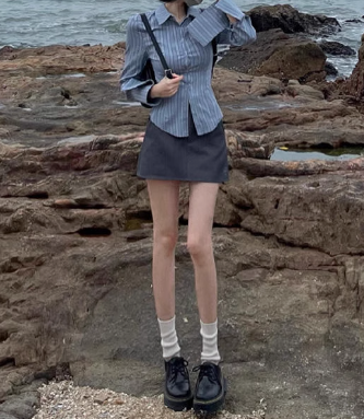 Striped Print Long Sleeved Shirt Top Secondary image