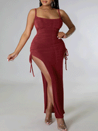 Spaghetti Strap Bodycon Ruched Dress