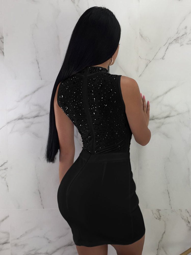 Rhinestone Mesh Bodycon Dress Secondary image