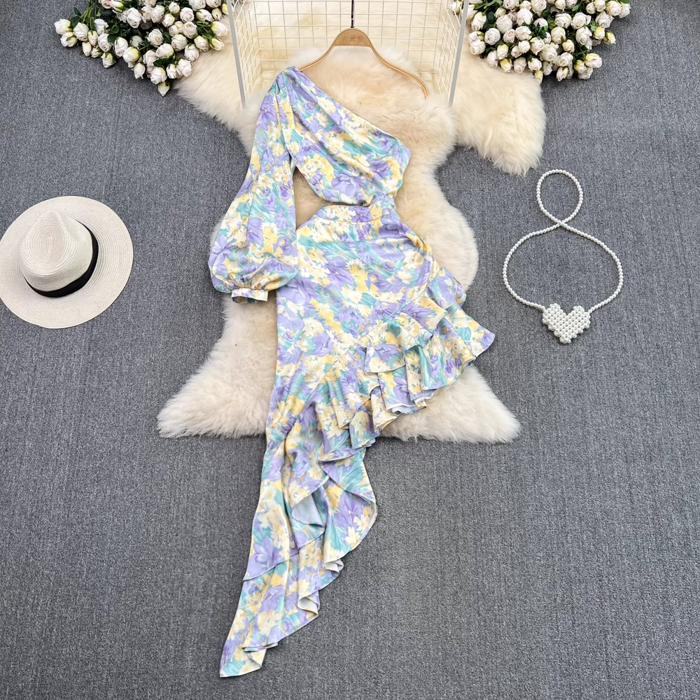 One Sleeve Ruffle Floral Dress Main image