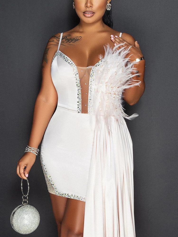 Spaghetti Strap Feathers Ribbon Dresses Secondary image