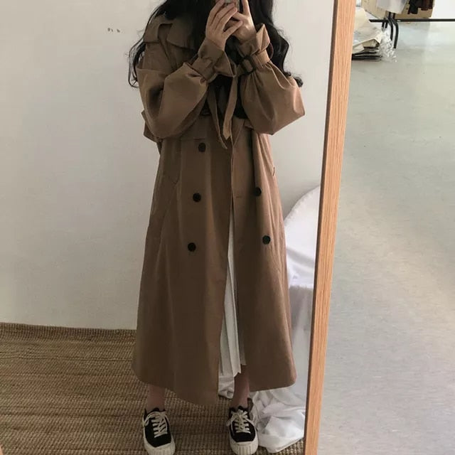 Chic Solid Khaki Coats Main image