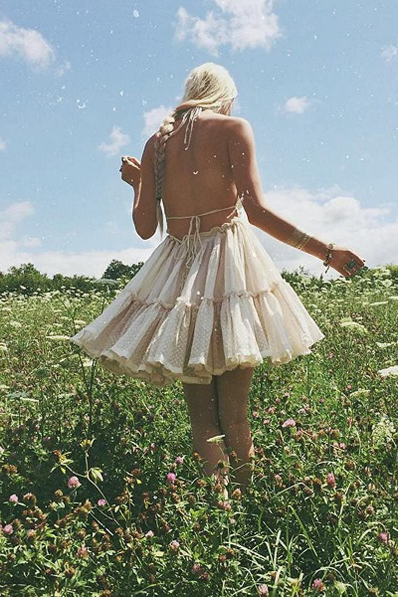 Womens Summer Halter Deep V Neck Sexy Patchwork Mini Short Dresses Secondary image