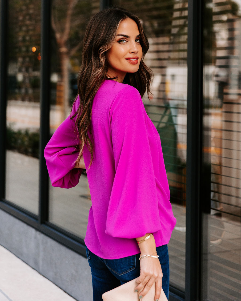 Work Life Balance V-Neck Blouse - Orchid Secondary image