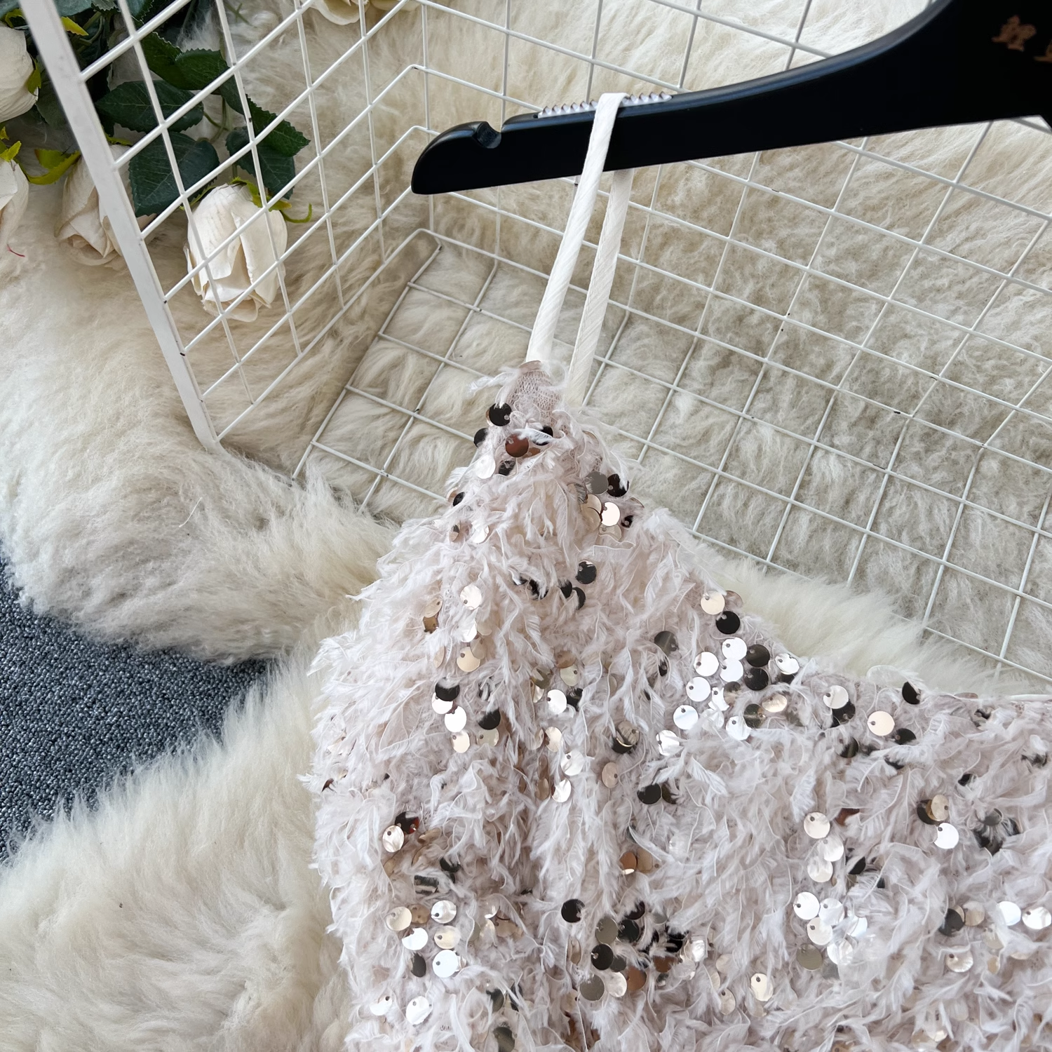 Furry fringed sequin dress Secondary image