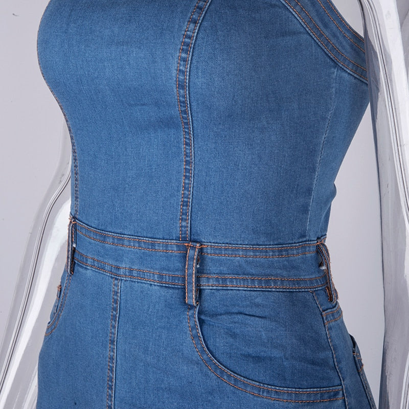 Strapless Denim Dress Women Elegant Dress Sexy Party Jeans Dress Bodycon Dresses Casual Club Wear Vestido Jeans