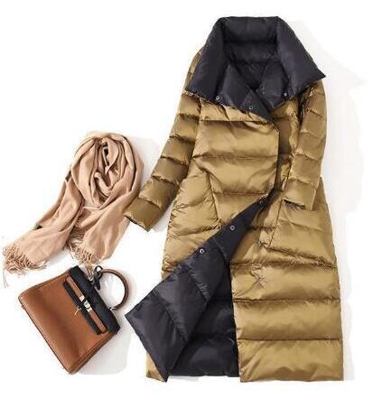 Super Long Zipper Stitching Slim Coat