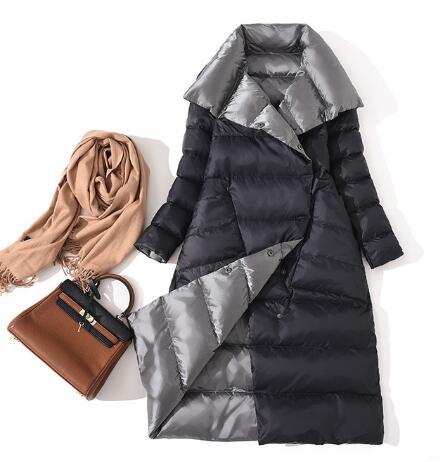 Super Long Zipper Stitching Slim Coat