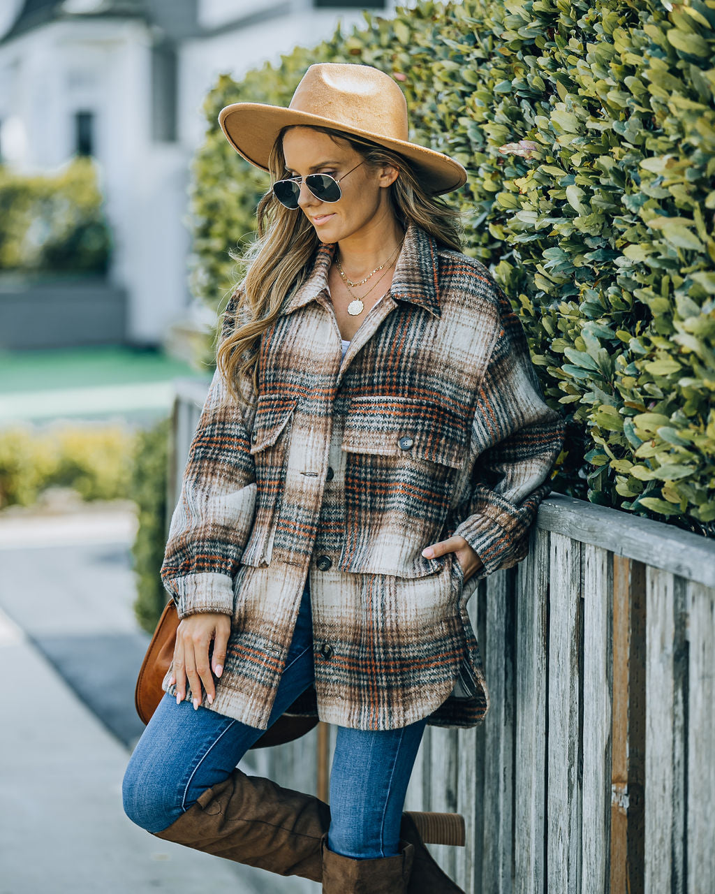 Worcester Pocketed Plaid Shacket Main image
