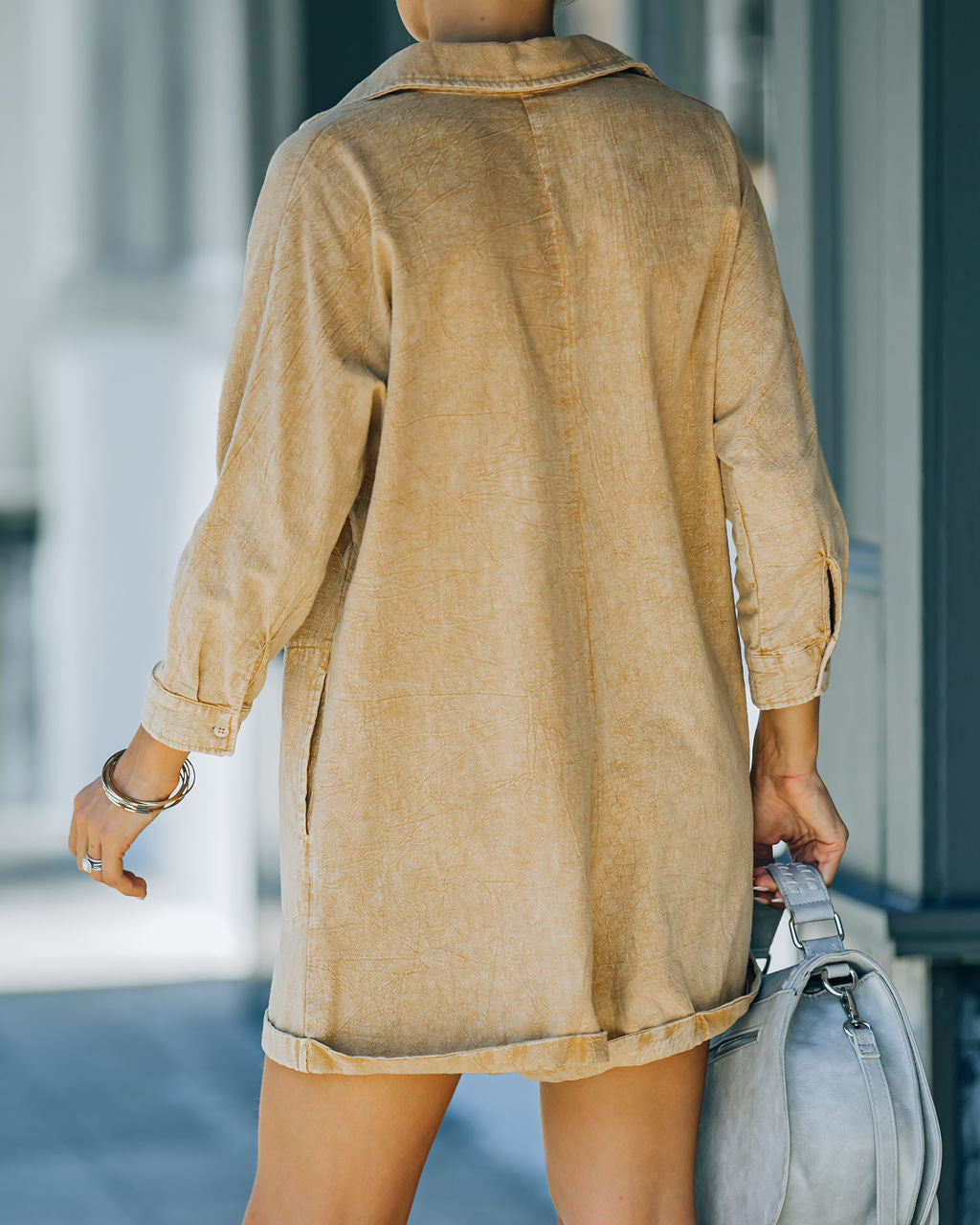 Torrance Cotton Pocketed Romper - Tan Secondary image