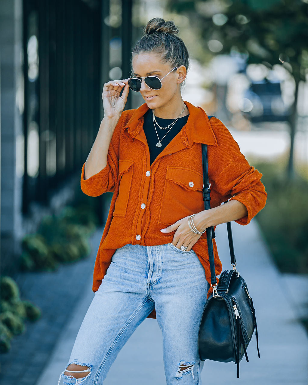 Ysabel French Terry Shacket - Rust