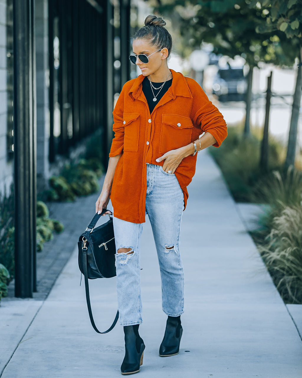 Ysabel French Terry Shacket - Rust Secondary image