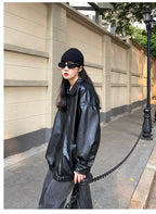 Winter Loose Black Leather Coats