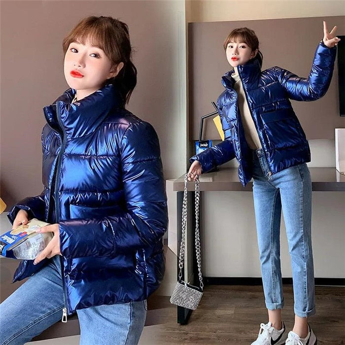 Thick Glossy Puffer Padded Down Coat