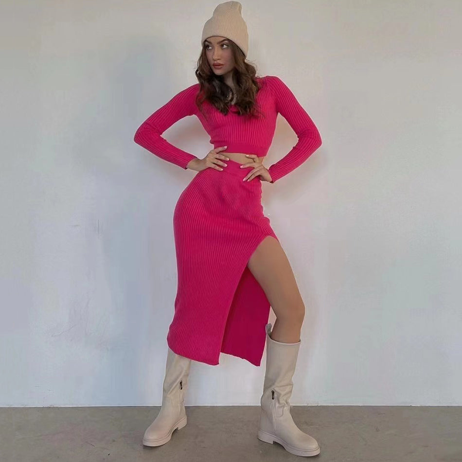 Florence High Waist Split Skirt and Top Knit Two Piece Set Secondary image