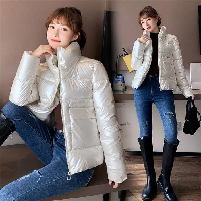 Thick Glossy Puffer Padded Down Coat