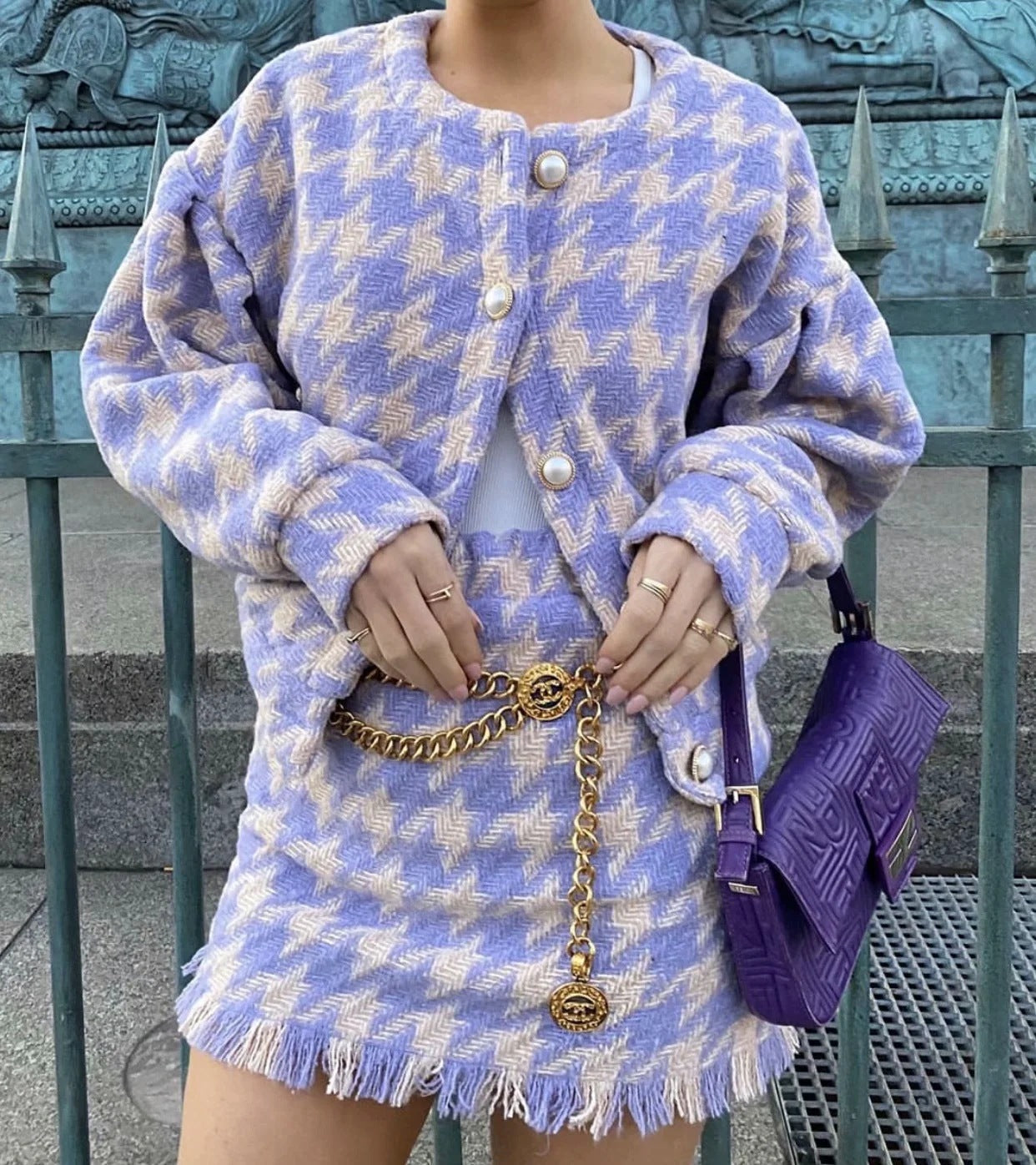 Tyra Houndstooth Blazer and Skirt Two Piece Set Main image