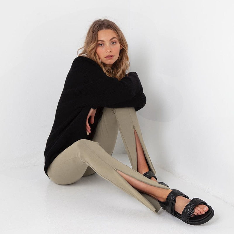 Hazel High Waisted Pants with Zipper Split Main image