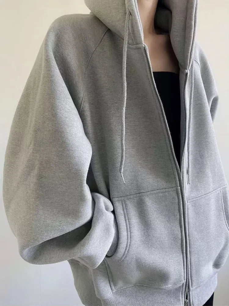 Big Hooded Zipper Loose Fit Autumn Winter Hoodies Secondary image