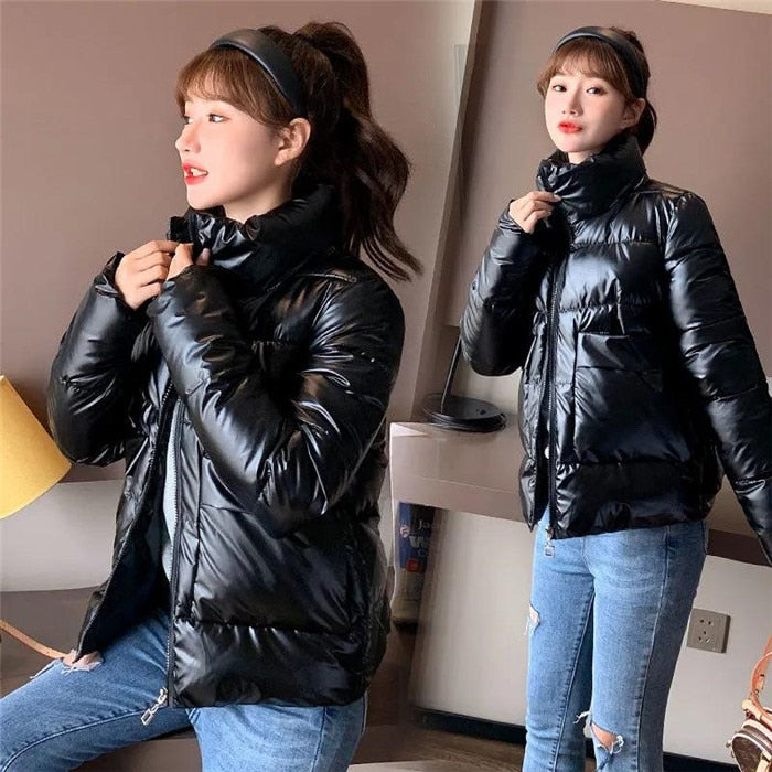 Thick Glossy Puffer Padded Down Coat