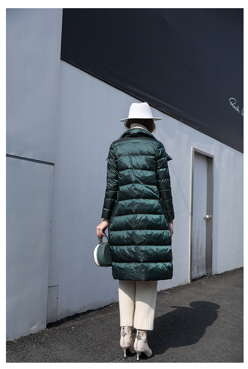 Super Long Zipper Stitching Slim Coat