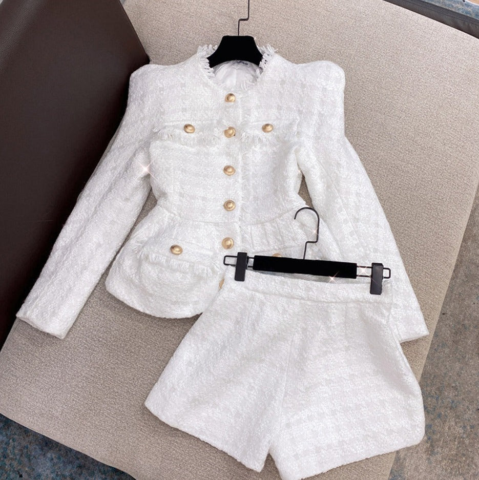 Gabriella Two Piece Blazer and Shorts Tweed Set Secondary image