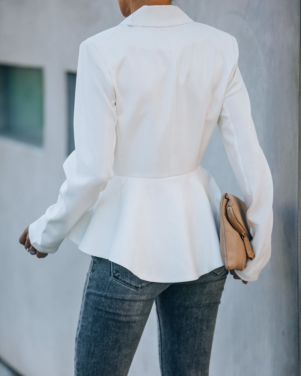Syracuse Double Breasted Peplum Blazer - White Secondary image