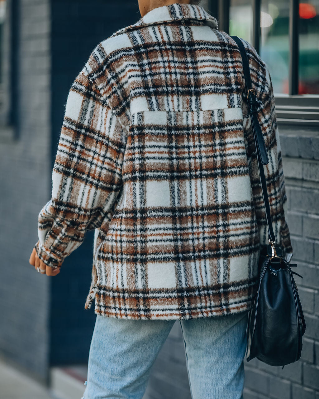 Woodwork Pocketed Sherpa Lined Plaid Shacket Secondary image