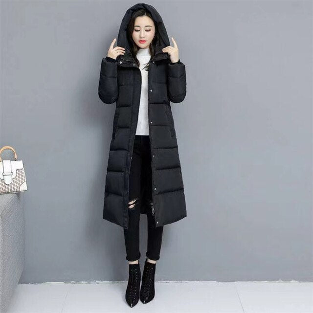 Knee Length Windproof Hooded Coat Parka