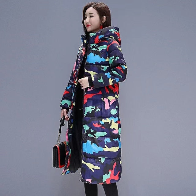 Knee Length Windproof Hooded Coat Parka