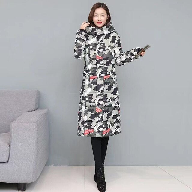 Knee Length Windproof Hooded Coat Parka