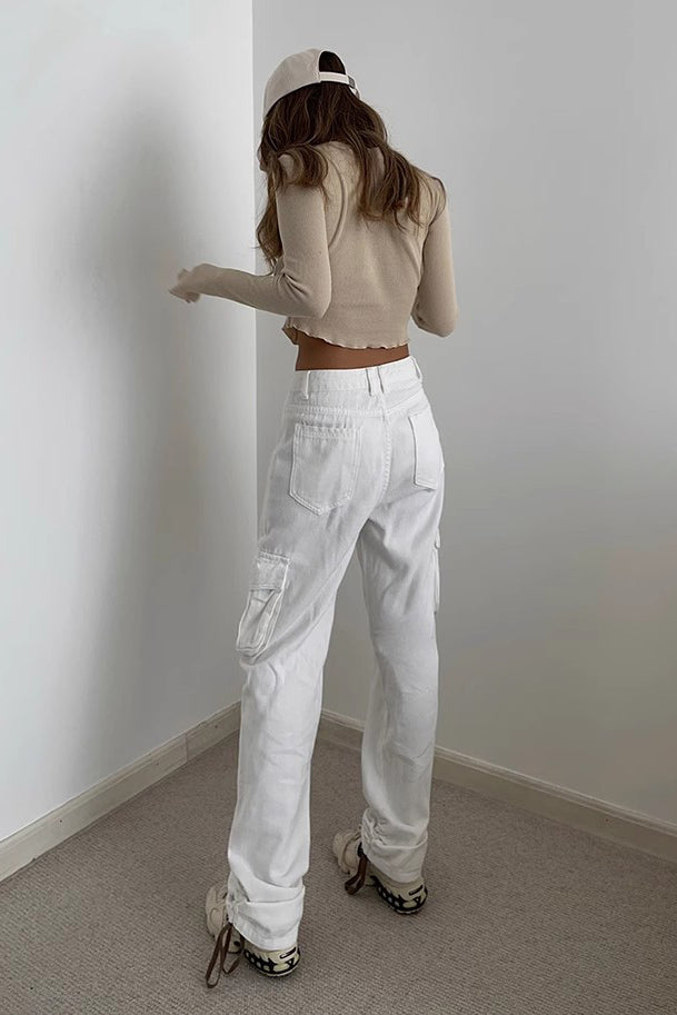 Ribbed Long Sleeve Crop Tops Shirt Secondary image