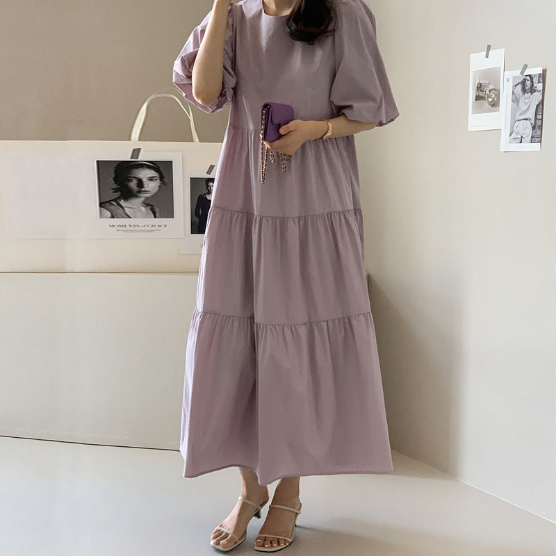 Solid Split Joint Flounce Square Collar A Line Dresses Main image