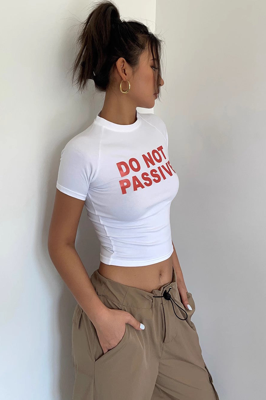 Letter Print Short Sleeve Crop Tank Top Shirt Secondary image