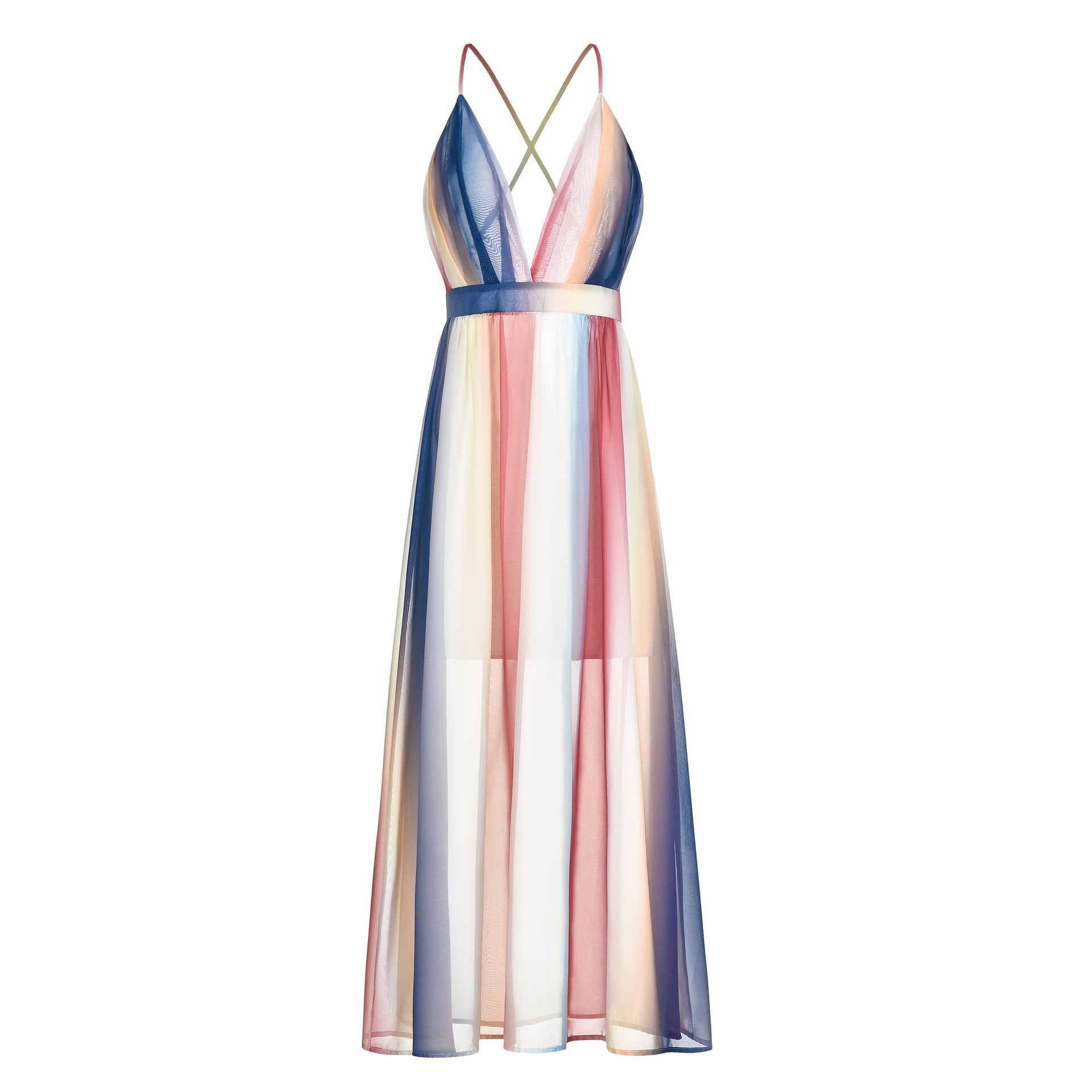 Zyva Striped Chiffon Tie Midi Dress Secondary image