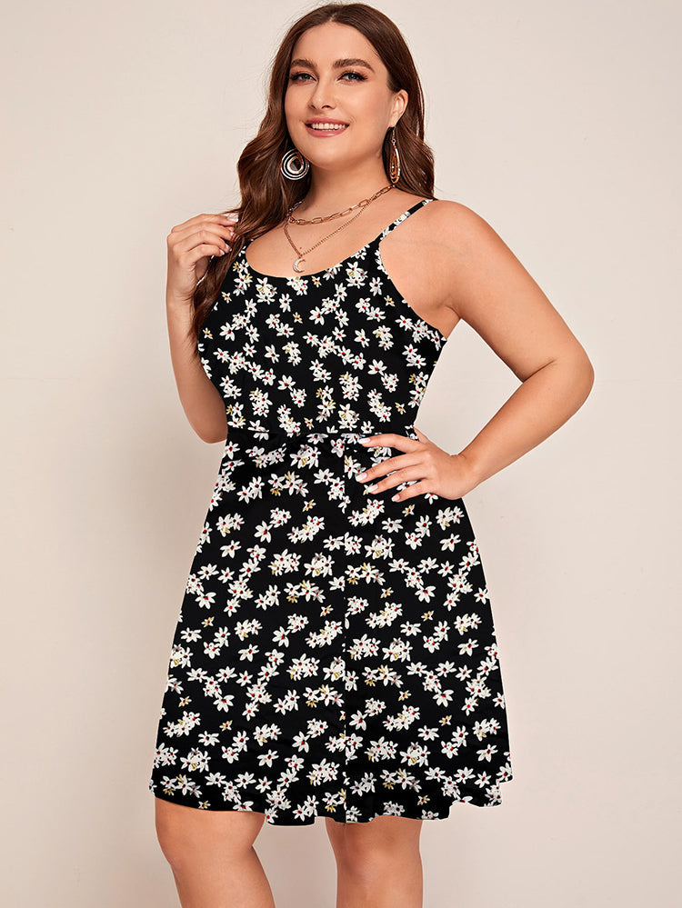 Spaghetti Strap Floral Print Midi Dress