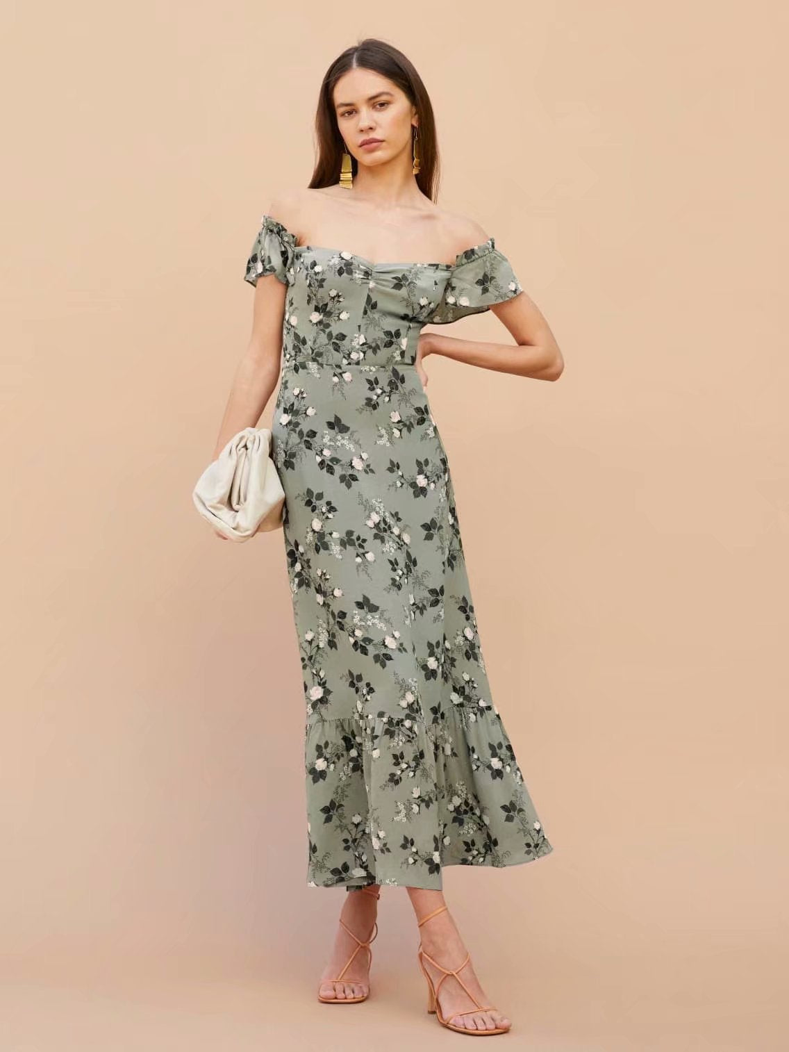 Vintage Ditsy-floral Square Collar Maxi Dress Secondary image