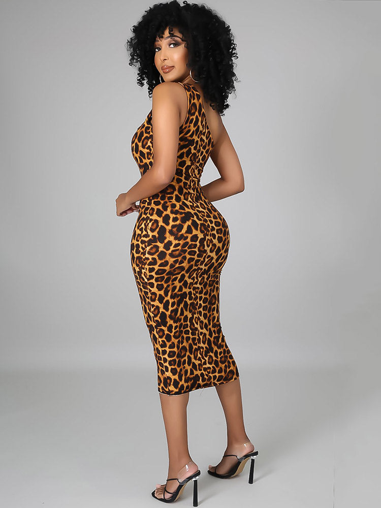 Print Cutout One Shoulder Bodycon Dress Secondary image