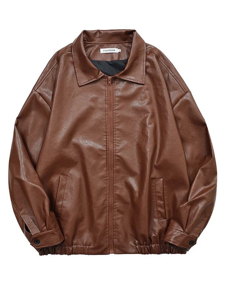 Winter Loose Black Leather Coats